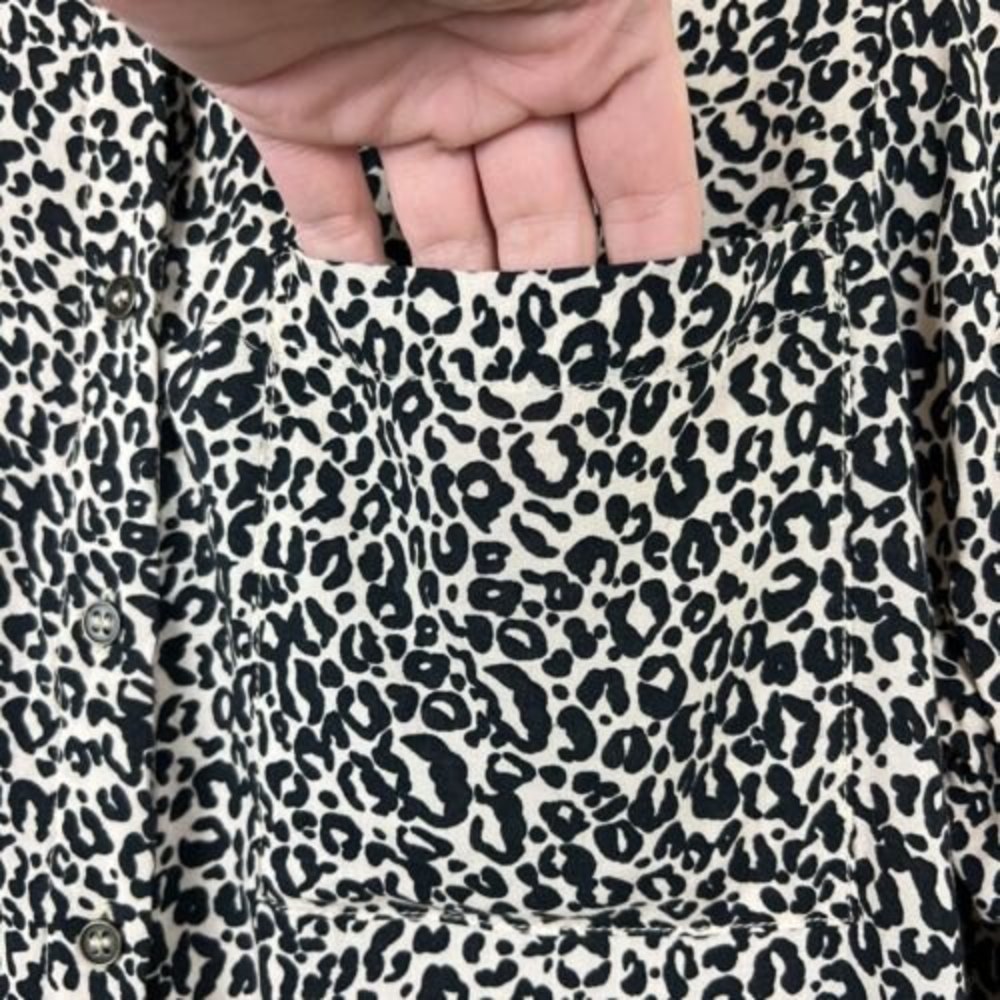 Grand & Greene Small Leopard Animal Print Roll Tab Long Sleeve Button Up Blouse - Picture 4 of 14